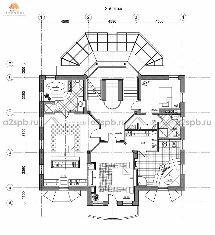 План 2 этажа загородного дома в Вартемягах