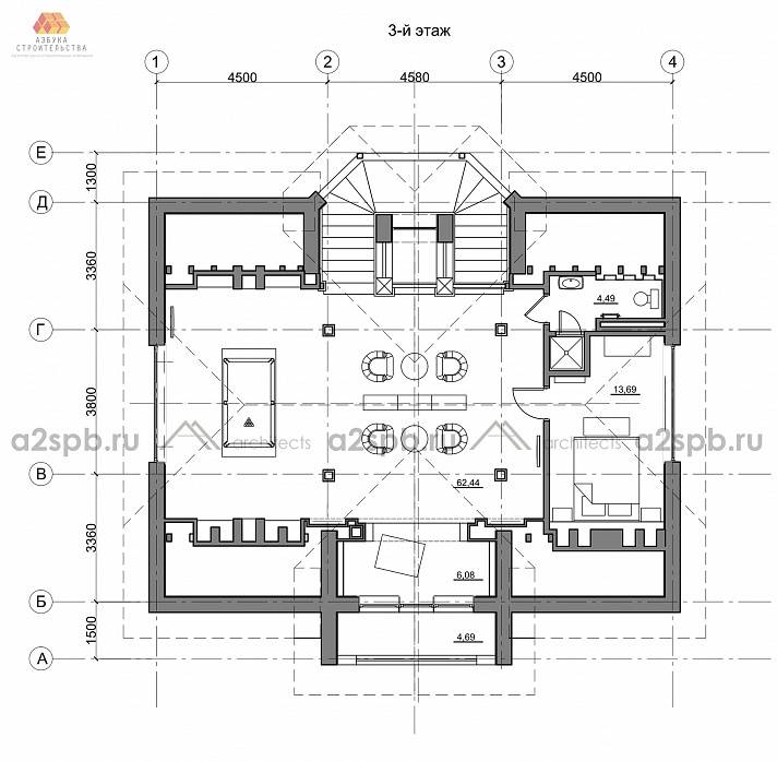 План 3 этажа загородного дома в Вартемягах