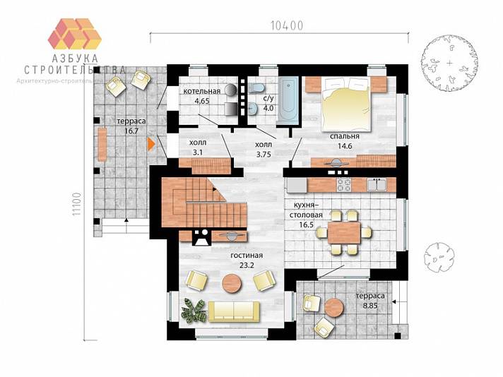 План 1-го этажа дома АК-140